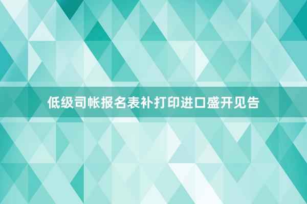低级司帐报名表补打印进口盛开见告